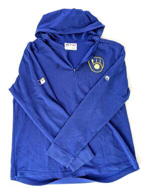 Milwaukee Brewers Hoodie - Men's XL - Blue Majestic Hooded Sweater Sweatshirt